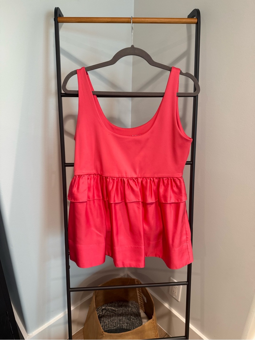 Cynthia Rowley Pink Tiered Ruffle Silk Scoop Tank